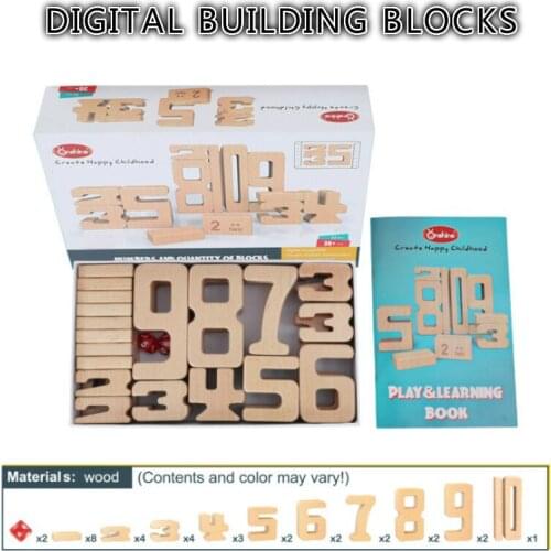 Number Building Blocks Wooden Math Digital Toys Baby Balance Block Toy Montessori Educational Natural Wood Toys For Kids Gifts