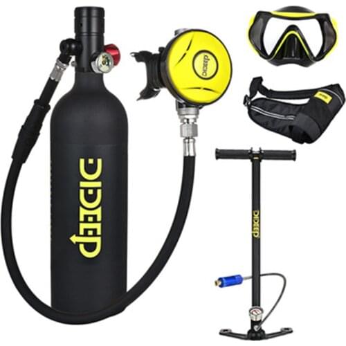 DIDEEP Scuba Diving Cylinder Mini 1L Oxygen Tank Set Respirator Air Tank With Hand Pump for Snorkeling Breath Diving Equipment