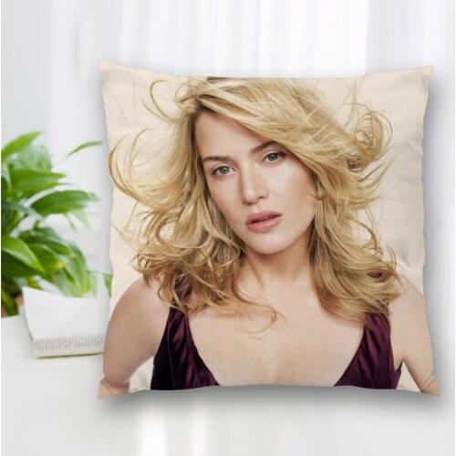 Custom Kate Winslet Actor Pillow Slips Polyester Decorative Pillowcases Zipper Pillow Case Pillowcase Cover Square 40x40cm