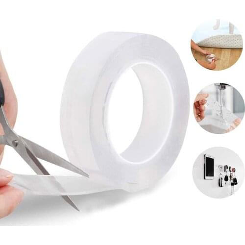 Double Sided Tape Nano Tape Roll Adhesive Tape Traceless Washable Transparent Tape Removable Gripper Sticky Strips Reusable Gel