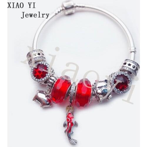 XIAOYI 2021 s925 Square head red glaze pigfish cat eyes high quality lady wedding party jewelry new birthday gift