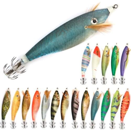 FTK Squid Jig Fishing Lures 9cm/16g Luminous Fishing Wood Shrimp Lure Squid Cuttlefish Jigs Bait Pesca Fishing Tackle