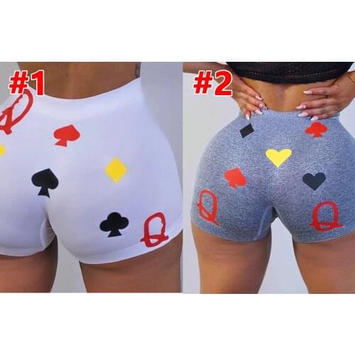 Hot New Style European and American Womens Sexy Fashion Ladies Tight Shorts Poker Print Shorts