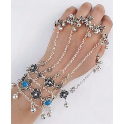 Idealway Bohemian Blue Resin Bead Tassel Bracelets & Bangles Antalya Gypsy Turkish Flower Bells Tribal Ethnic Jewelry