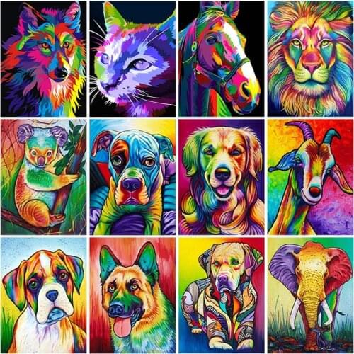Oil Painting DIY 5D Diamond Painting Cross Stitch Tiger Diamond Embroidery Animal Full Round Resin Rhinestones Mosaic Home Decor