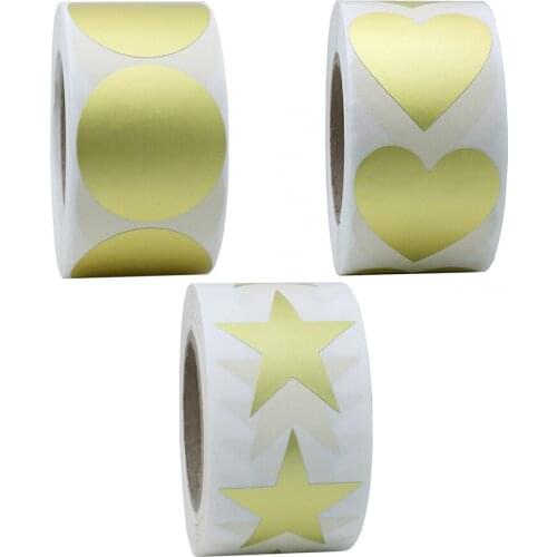 Beautiful 500pcs/Roll Golden Round/Heart/Pentagram Stickers Seal Labels Scrapbooking for Baking Package Wedding Gift Decoration