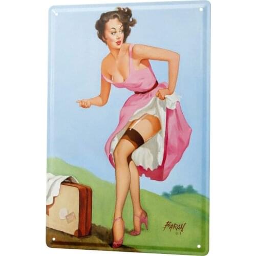 LEotiE SINCE 2004 Hitchhiker suitcases Dress Tin Sign Metal Plate Decorative Sign Home Decor Plaques 20x30