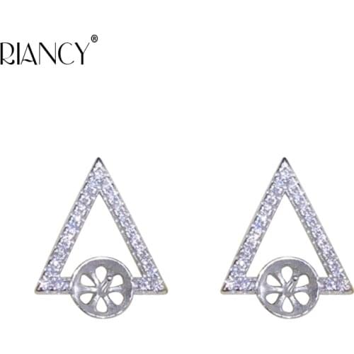 Fashion Triangle stud Earrings mountings 925 sterling silver jewelry Exquisite jewelry Accessories