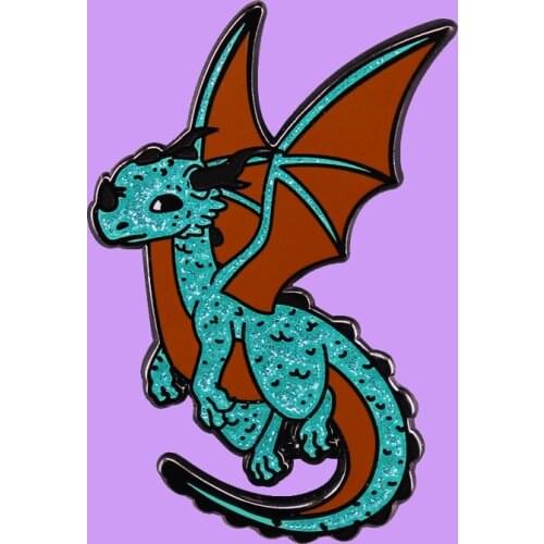 Cartoon Shiny Winged Flying Dinosaur Dragon Brooch Pins Enamel Metal Badges Lapel Pin Brooches Fashion Jewelry Accessories