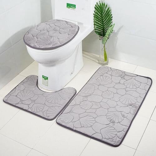 Bathroom Bath Mat Set Toilet Rugs Flannel Anti Slip Shower Carpets Set Home Toilet Lid Cover Shower Room Rug Floor Mats