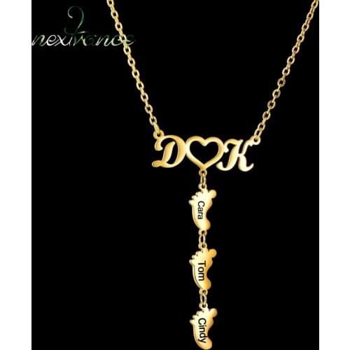 Nextvance Foot Pendant Customized NamePlate Necklace Stainless Steel Personalized Jewelry Engrave Name For Children Kid Birthday