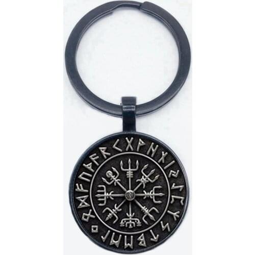 Popular New Vegvisir Viking Pirate Keychain Viking Compass Pattern Glass Pendant Keychain Best Gift