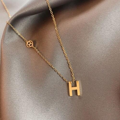 Simple design sense H letter modeling clavicle chain Korean women jewelry fashion sexy Necklace party light luxury neck chain