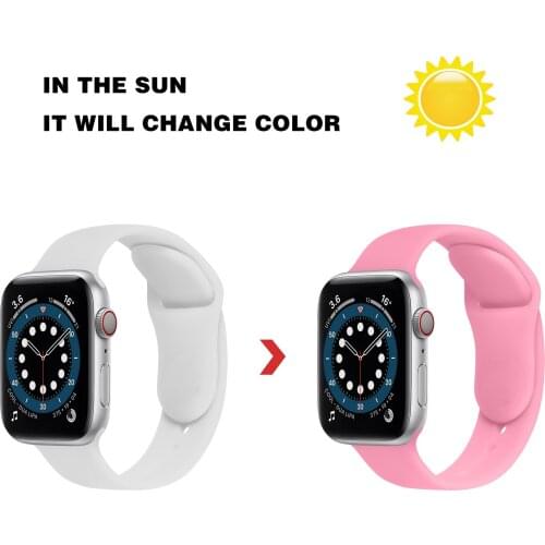 Soft Chang Color Silicone Band for Apple Watch SE Series 6 5 4 3 21 38mm 42mm Rubber Watchband Strap for iWatch 4/5 40mm 44mm