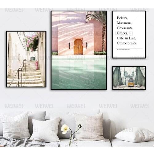 Nordic Posters Flower Stairs Kefalonia Door Wall Art Canvas Painting Prints Home Decoration Room Decor Pictures Weiwei