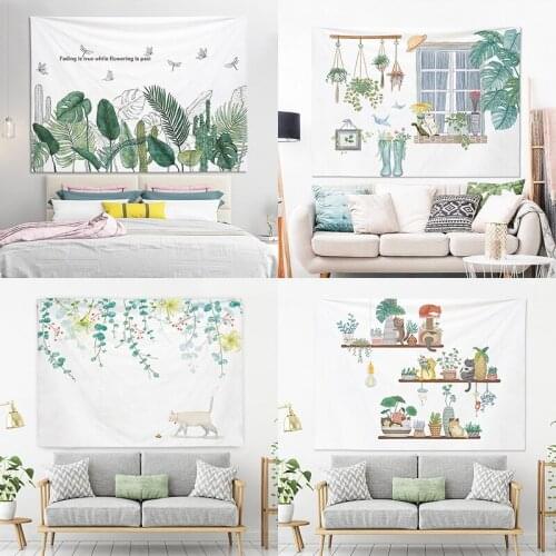 Modern Nordic Tapestry Hanging Painting Anime Plant Flower Indie Pop Hanging Cloth for Living Room Bedroom Home Wall Art Decor