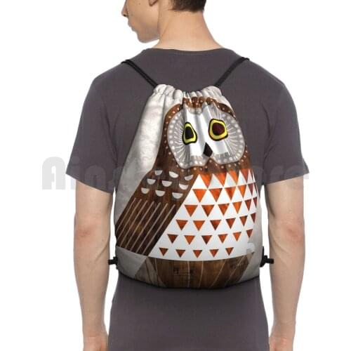 Saw Whet Owl Backpack Drawstring Bags Gym Bag Waterproof Scottpartridgeart Partridge Graphic Design Digital Illustration