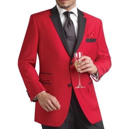 Custom Made To Measure Wedding Tuxedos For Men,Bespoke Red Tuxedo Jacket Black Pants,Tailor Wedding Suits For Men Groom Suit