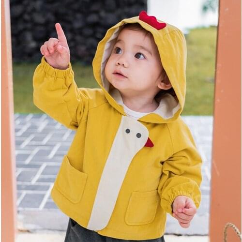 Spring Autumn Baby Girls Jackets Kids Outerwear Hoodied Coats Children Clothing Trench yellow 0-5Y