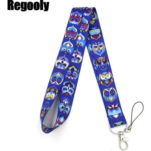 Owl animal Couple Keychain Lanyards Id Badge Holder ID Card Pass Gym Mobile Phone Badge Holder Key Strap gifts