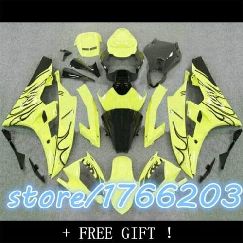 Injection High quality body kit for R6 fairing 06 07 black flame yellow 2006 2007 YZF R6 fairings Ning
