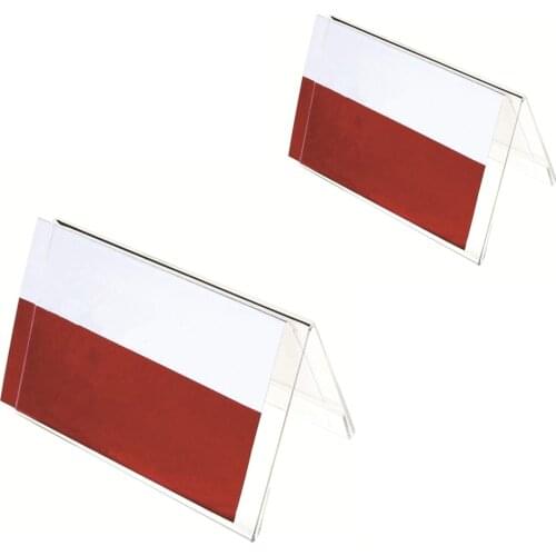 XRHYY 5 Pcs Clear Acrylic Two-Sided Nameplate, V-Shaped Office Desktop Sign Display Stand Price Name Business Card Label Stand