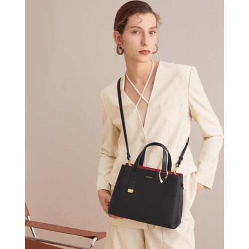 Cnoles Bags for Women 2021 Brand Women Hangbags Genuine Leather Solid Color Satchel Shoulder Tote Top-handed Bags Top Quality