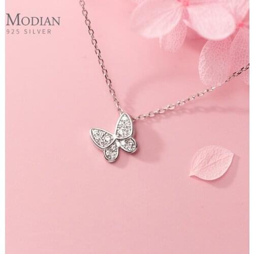 Modian 2020 New 925 Sterling Silver Sparkling Zircon Dancing Butterfly Tiny Mini Pendant for Women Fine Jewelry Birthday Gift