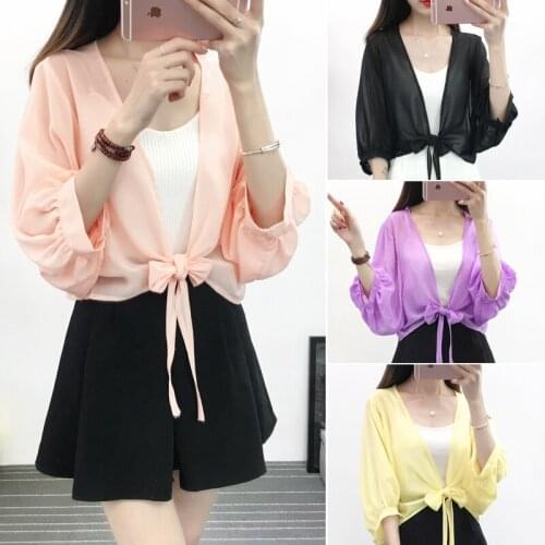 New 2021 Summer Fashion Versatile Coats And Jackets Women Small Shawl Three Quarter Sleeve Ladies Thin Casual Chiffon Cardigan