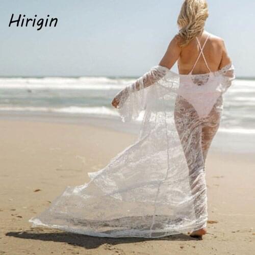2020 Women Swimwear Sexy Beach Bikini Cover Ups Long Lace Dresses Summer Crochet Maxi Dress Swimwear Outwear Kaftan Dress