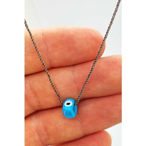 Evil Eye Hand Job Glass Embroidered Color Seçenekli Cubic Zirconia 925 Sterling Silver Chain Lady Necklace