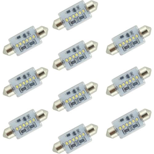 10Pcs 31mm 36mmm Festoon DE3175 C5W Canbus LED Bulbs for Car Interior Dome Reading License Plate Light Bulbs Error Free White