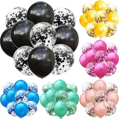 10pcs Confetti Mix Black Silver balloons Metallic Birthday Party Wedding Decoration Anniversary Globals Baby Shower Balloon