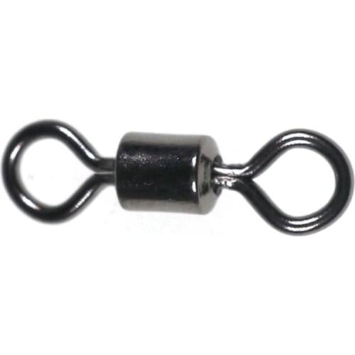 100Pcs Black 8 Shape Rolling swivel Fishing Swivel Snap Hook Connector Double Solid Ring Fishing Accessory Terminal Tackle
