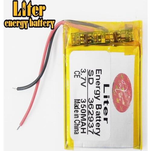 3.7V 350mAh 362937 Polymer Li-ion Battery For headset Bracelet Wrist Watch pen PDA MP3 Game Player mouse speaker