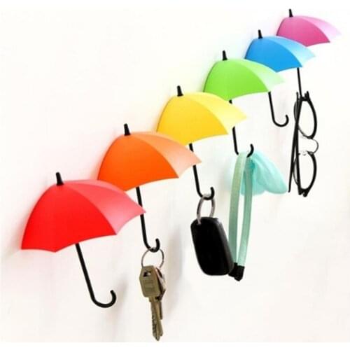 3Pcs Colorful Umbrella Wall Hook Key Hanging Hair Pin Holder Decorative Organizer Drop Shipping