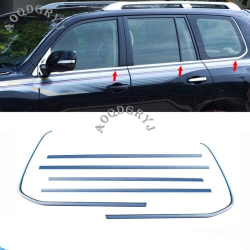 6PCS For Toyota Land Cruiser 2008-2020 stainless steel Chrome Bottom Window Frame Sill Trim Cover decoration Car Accessories