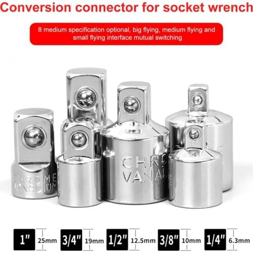 6Pcs Ratchet Wrench Socket Converter Head Sleeve Adapter 1/2 Big Fly 3/8 Fly 1/4 Steel 12.5mm Household Ratchet Wrench Hand
