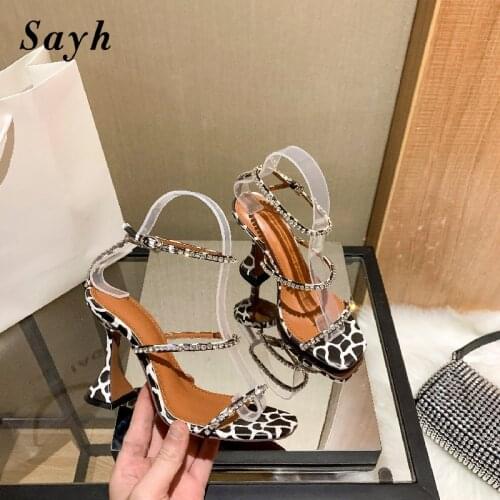 Summer Women Shiny Rinestones Crystal Sandals Pumps Slingbacks Stilettos High-Heel Sandals Party Shoes