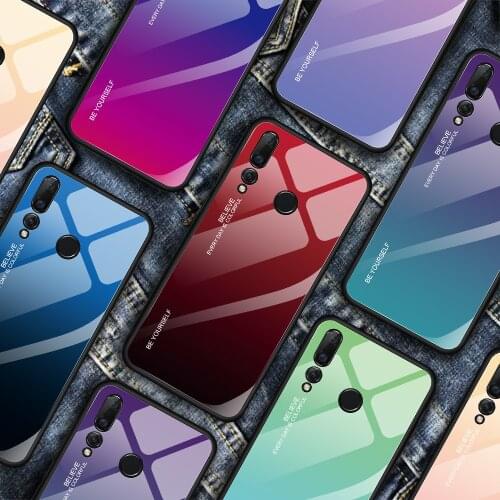 Gradient Tempered Glass Phone Case For Huawei Nova 4 Luxury Painted Layer Case For Huawei Nova 4 Coque Capa Nova4 Cover Shell