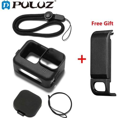 PULUZ Cage For GoPro HERO9 Black Silicone Protective Case + POM Side Interface Cover with Wrist Strap & Lens Cover