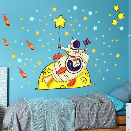 Cartoon Planet Astronaut Star Wall Stickers Living Room Bedroom Kindergarten Background Decorative Wall Stickers