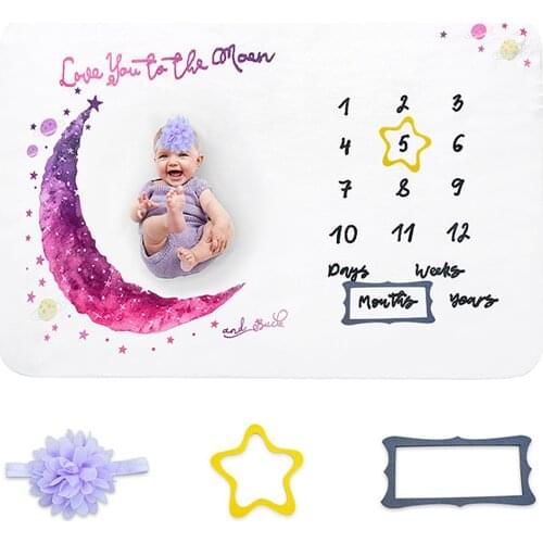 Baby Monthly Milestone Blankets Soft Floral Memory Blankets Girls Boys Cute Photo Background Blankets Play Mat Photo Accessories