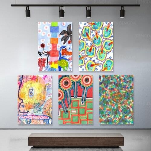 Home Decor Wall Color Frame Pictures Graffiti Color Sunflower Art Canvas Painting Room Modern HD Prints Abstract Poster Modular