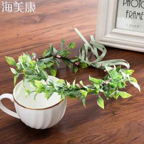 Haimeikang Plant Leaf Wreath Crown Festival Headband Women Hair Accessories Headdress Floral Garland Wedding Floral Headwear