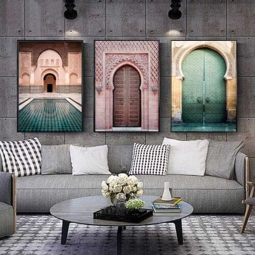 Islamic Architecture Morocco Door Vintage Poster Canvas Prints Modern Religion Muslim Wall Art Poster Home Decoration