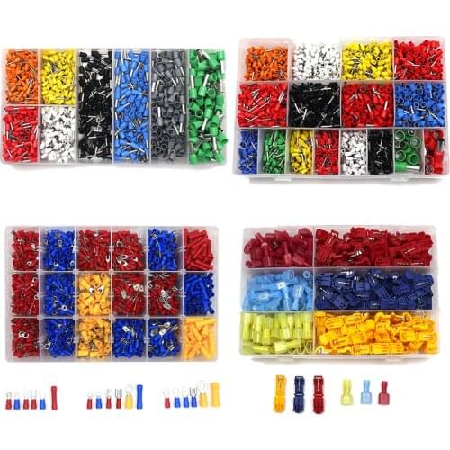 Insulated Electrical Wire Terminals Crimp Connector Spade Butt Ring Ferrules Terminal Block Cord End Wire Fork U-type Set Assort