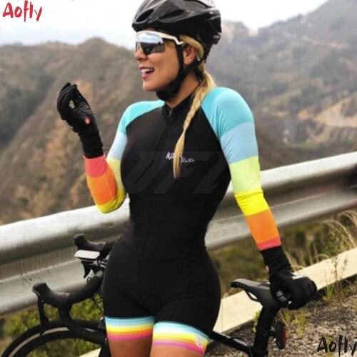Kafitt Womens Professional Long Sleeve Triathlon Skinsuit Cycling Jersey Sets 2021 Breathable Conjunto Feminino Ciclismo Mujer