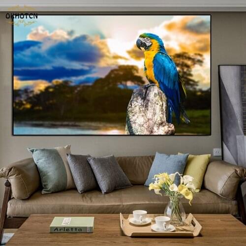 Macaw Wall Picture Colorful Oil Canvas Painting A Bird Soared Poster Wall Art Painting for Living Room Modern Home Decoration