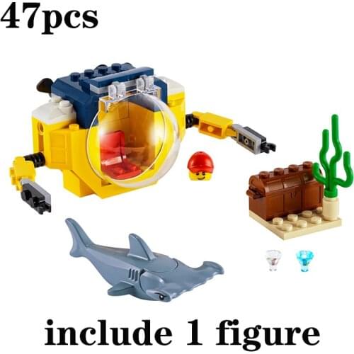 2021 New Urban Ocean Series Submarine Model Set Building Block Assembly Toys Childrens Birthday Gift Boys and Girls